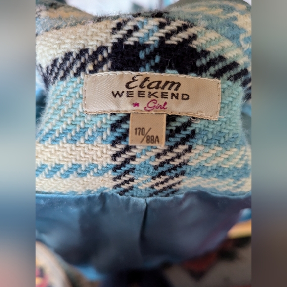 Blue plaid wool winter coat. Etam Weekend girl - Picture 5 of 8